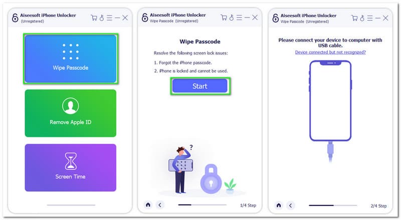 Aiseesoft iPhone Unlocker Interface Features