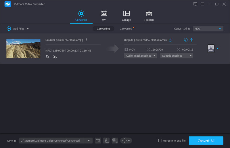 Vidmore Video Converter MPEG To MOV